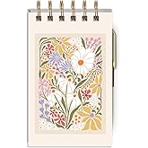 Lady Jayne Flower Market 100-Page Pocket Spiral Notepad with Gold Metal Ballpoint Pen, 3.75" x 6.6", Wildflowers