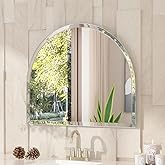 VocalStar Frameless Arch Mirror, 36" x 30" Bathroom Wall Mirror with Beveled Edge, Modern Decorative Vanity Mirrored for Living Room, Entryway, Bedroom | 1/4-Inch Shatterproof Glass