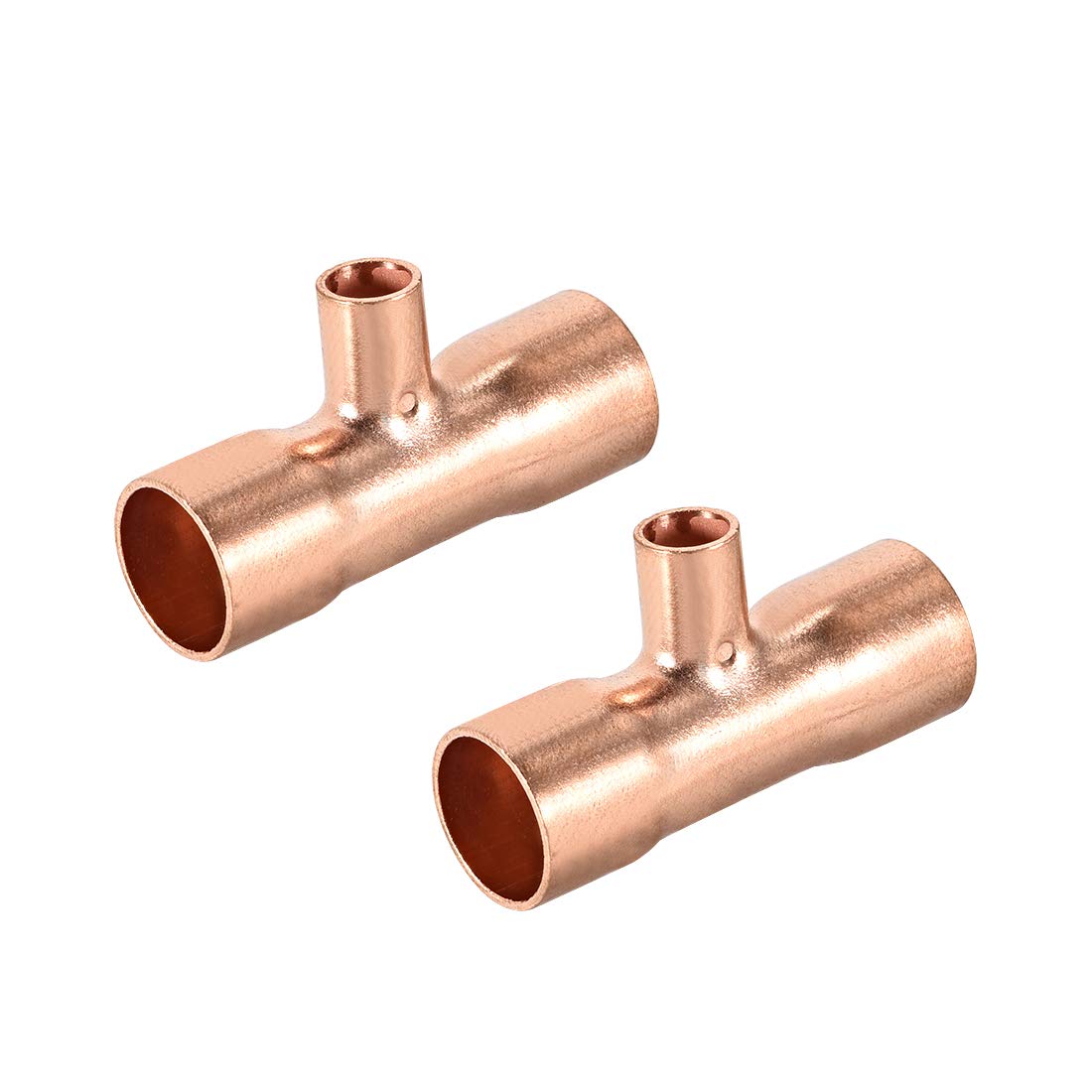 sourcing map 3/8-inch X 1/4-inch X 3/8-inch Copper Reducing Tee Copper Pressure Pipe Fitting Conector for Plumbing Supply and Refrigeration 2pcs