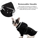 Morezi Dog Raincoat Reflective Buttons Adjustable Hood Black S view 5