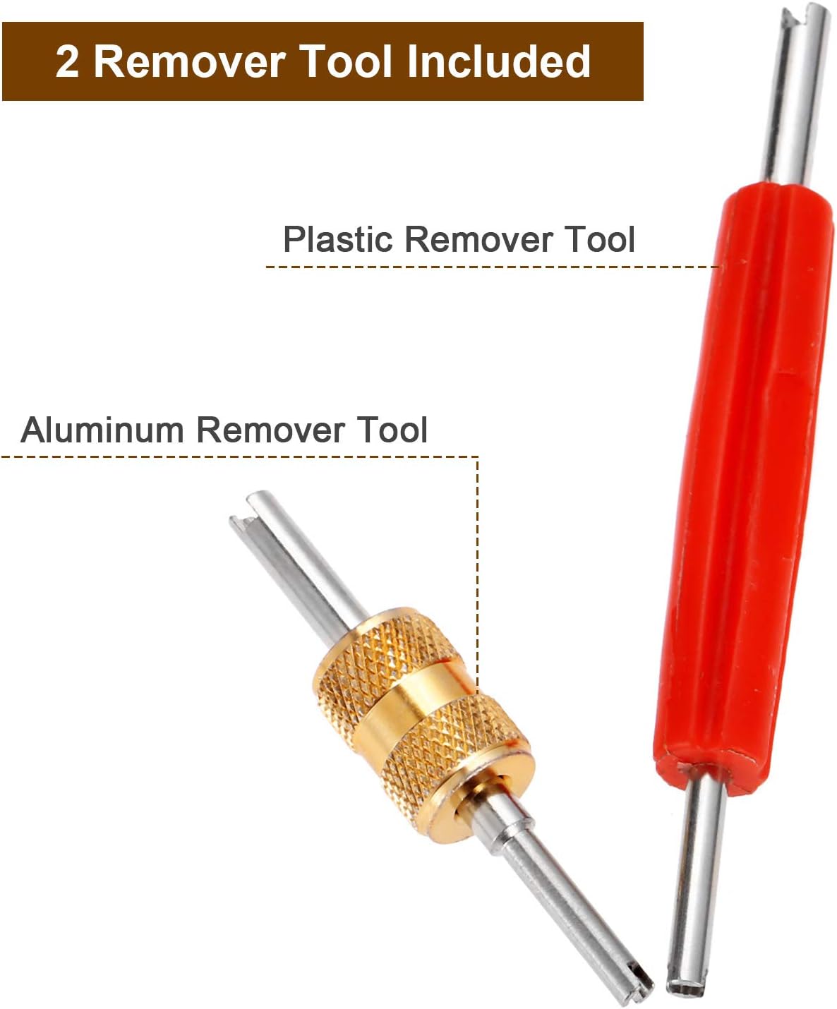 102Pcs Car Air Conditioning Valve Core Kit, Auto AC Repair Complete Tool Box Set, A/C R12 R134A 100Pcs Refrigeration Tire Valve Stem Cores, 2Pcs Removal Tool, for Car Air Contitionaing Repair: Automotive