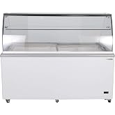 Maxx Cold MXDC-12 Commercial Ice Cream Dipping Cabinet Freezer with Curved Glass, Holds up to Twenty Two (22) Flavor Tubs, 70-Inch, White
