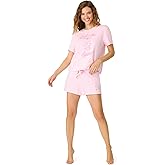 PJ Salvage womens Pretty Punch Short-sleeve Tee Shirt and Shorts Bottom 2-piece Pajama Set