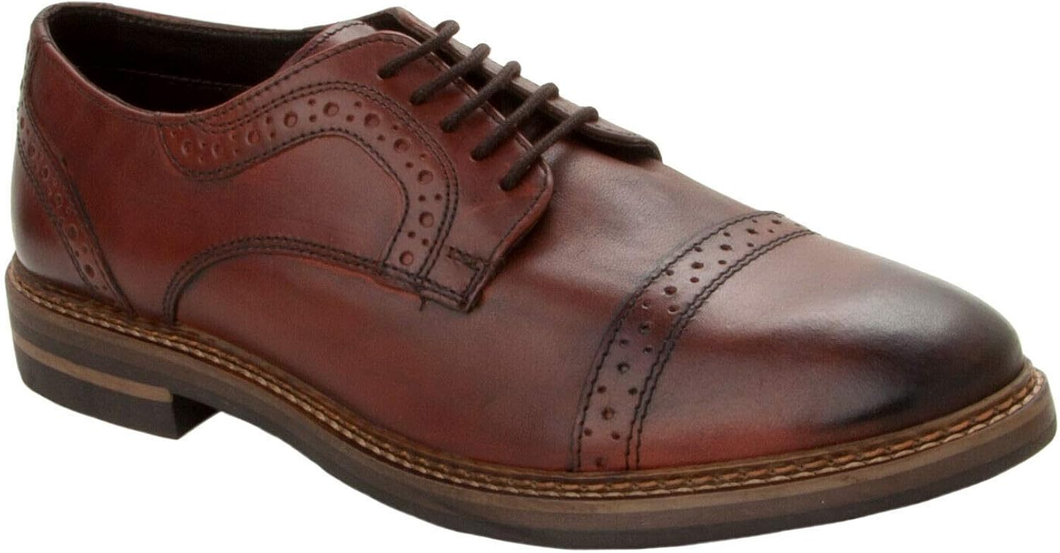 Mens Base London Brown Leather LACE UP Brogue Dress Formal