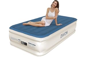 DIVON Twin Air Mattress with Built in Pump Raised,18”Single Inflatable Mattress in 2 Mins,Foldable Blow Up Mattress,Portable Twin Size Air Mattress for Camping,Travel&Floor,Air Bed for Adults,330lbs