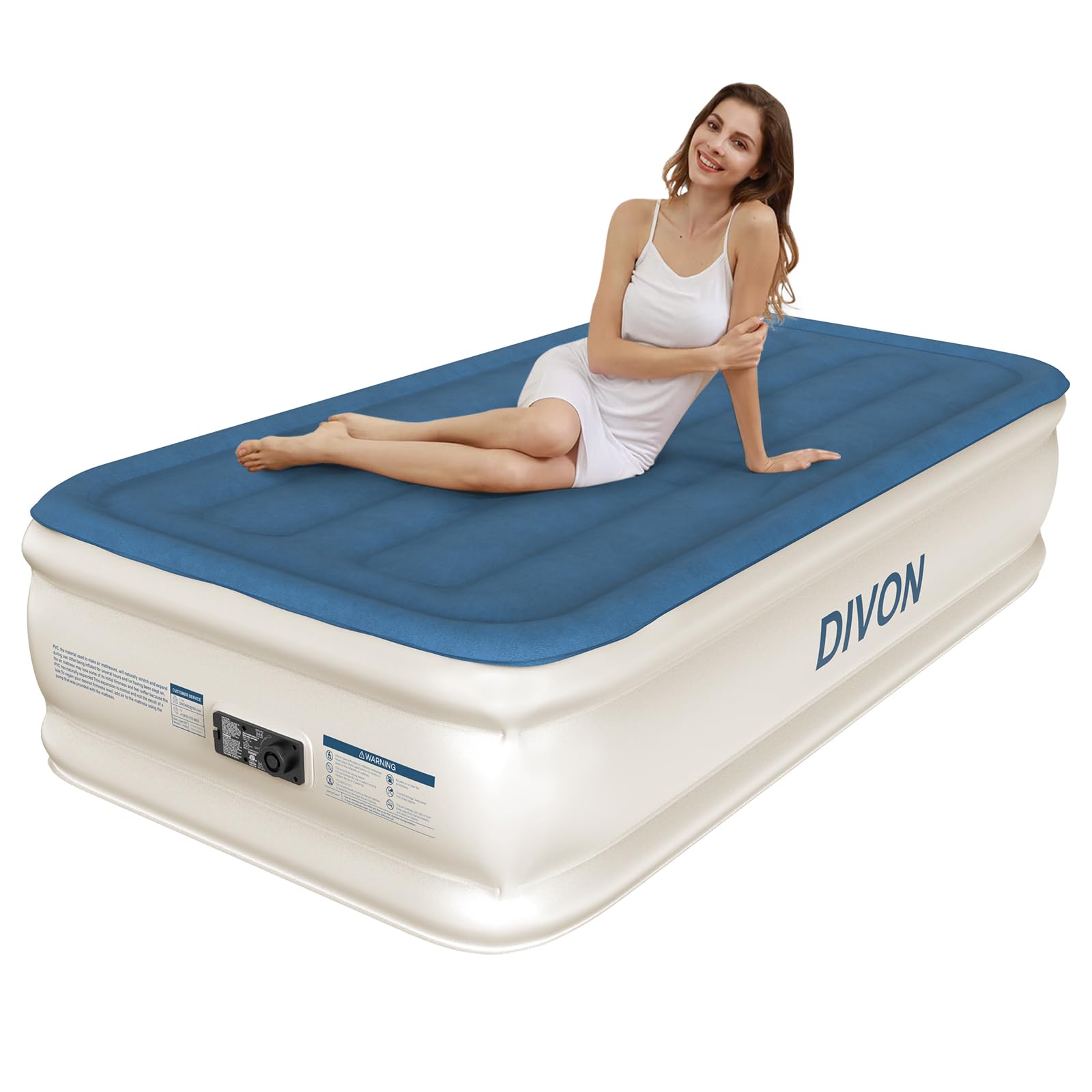 Photo 1 of DIVON Twin Air Mattress with Built in Pump Raised,18”Single Inflatable Mattress in 2 Mins,Foldable Blow Up Mattress,Portable Twin Size Air Mattress for Camping,Travel&Floor,Air Bed for Adults,330lbs