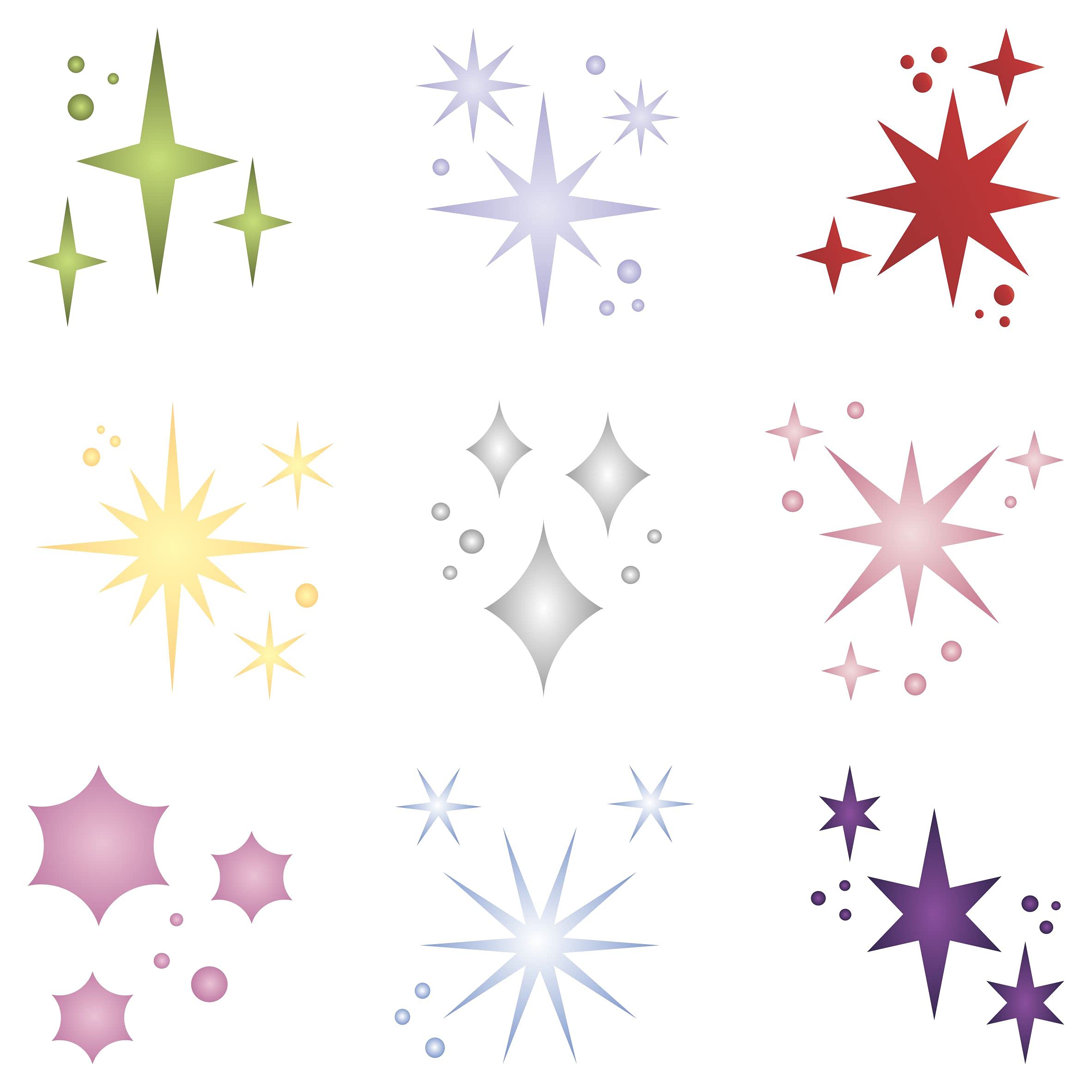Sparkling Stars Stencil, 21.5 x 21.5 cm (L) - Shiny Sparks Glitter Twinkle Star Sparkle Stencils for Painting Template