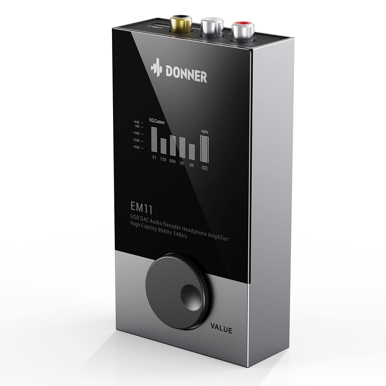 Donner EM11 Headphone Amplifier 96K/24Bit HI FI sound quality Portable/Desktop DAC and Amplifier for Home,Computer,Apple,Android etc.(6.35mm (1/4 in.) Headphone Out/RCA and COAXIAL line-Out)