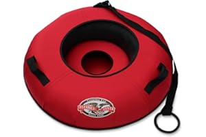 Flexible Flyer Heavy-Duty Commercial Snow Tube. Hard Plastic Bottom Inflatable Adult Sled, 42 x 42 x 11