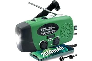 IRONTHUNDER Emergency Weather Radio, 2000mah Solar Hand Crank Radio, AM/FM NOAA Portable Battery Powered Radios with Cell Phone Charger, LED Flashlight, SOS Alarm for Camping, Emergencies
