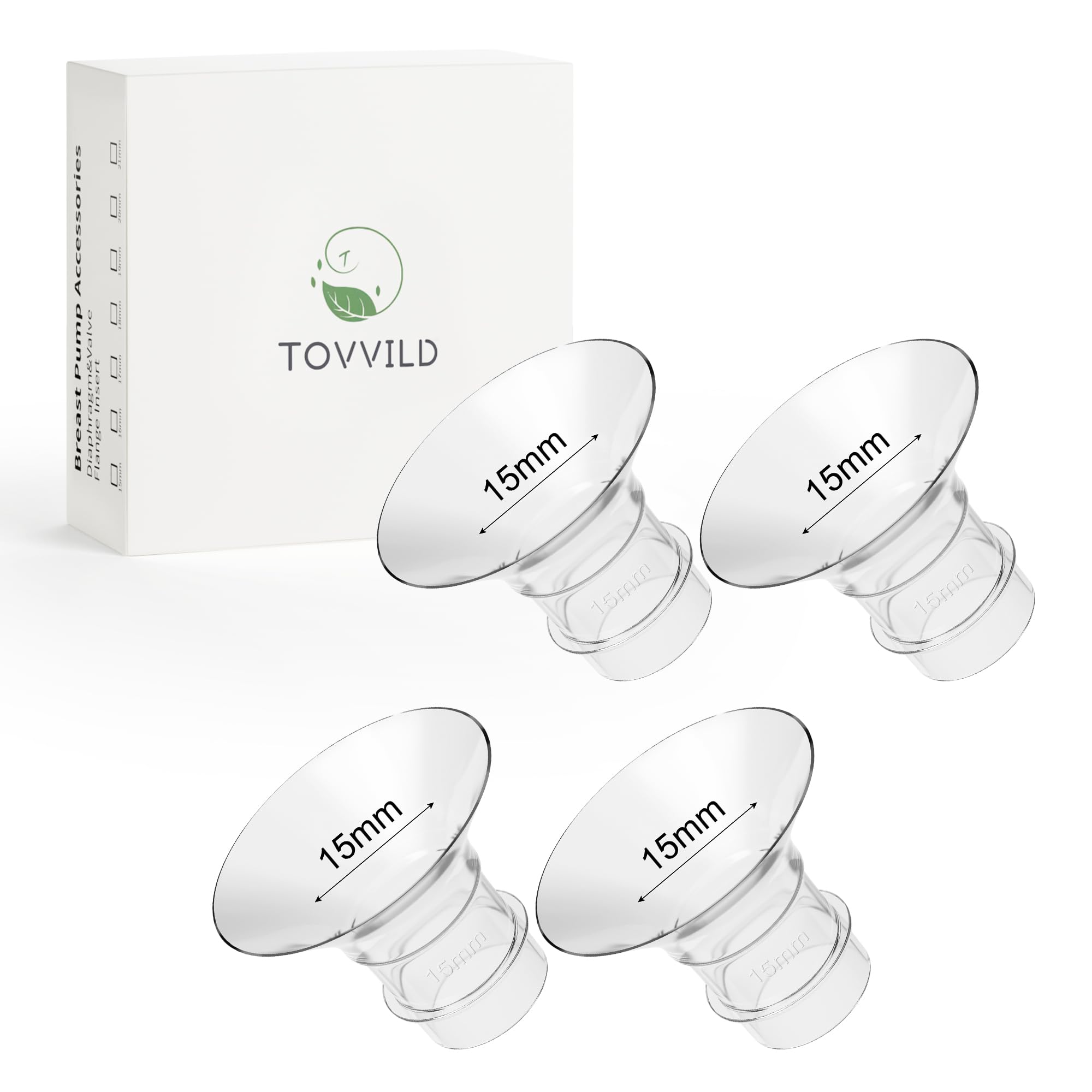 Photo 1 of TOVVILD 15mm Flange Inserts for 24mm Flange/Shield, Compatible with Momcozy/MOMMED/Spectra Breast Pumps, Pump Parts Replace (4PCS 15mm)