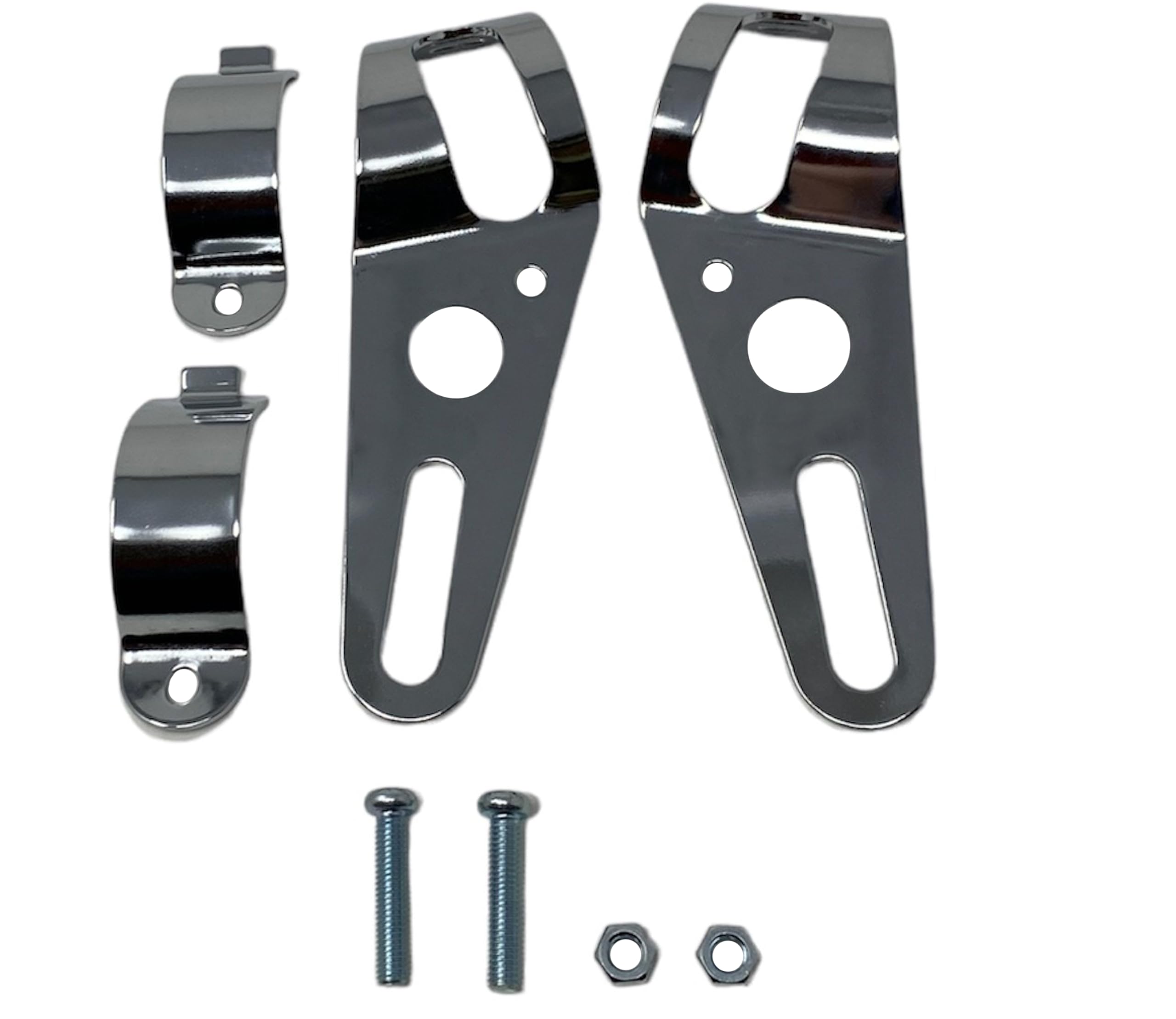 Alchemy Parts Motorcycle Headlight Fork Mount Brackets Chrome for 36mm to 49mm Diameter Forks Cafe Racer Street Fighter