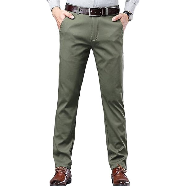 Mens Dress Pants Business Casual Relaxed Fit Expandable Waist Straight Leg  Pants Lounge Work Wedding Pant with Pocket at Amazon Men's Clothing store