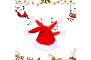 Singing Dancing Santa Hat Soft Plush Christmas Hat with Ball Top for Kids Adults Holiday Funny New Year Xmas Party