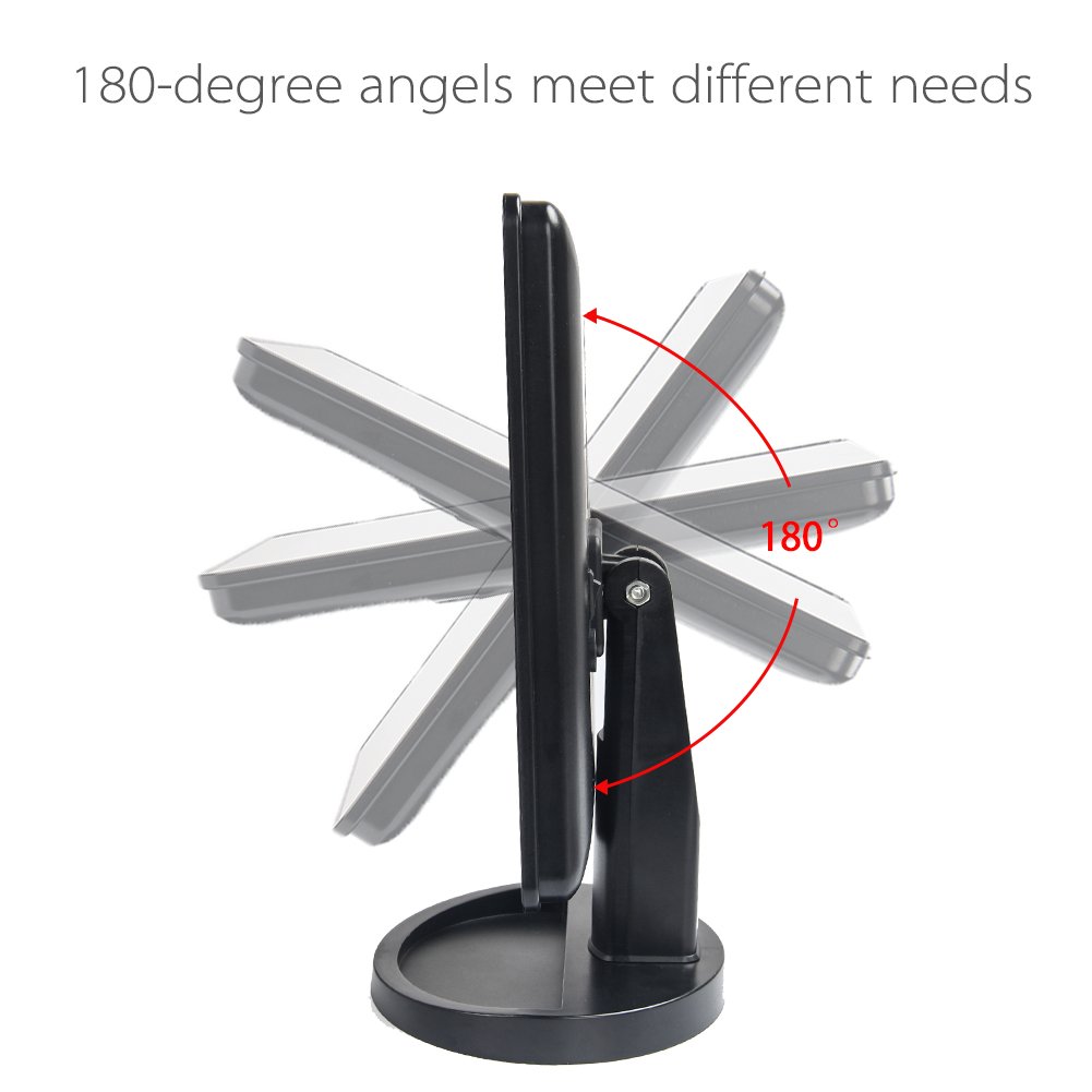 Makeup Mirror - 16 LED Touch Screen Tabletop Vanity Cosmetic Mirrors with Removable 10X Magnifying Mirror Dimming to Adjustable Brightness Power by USB (Black)