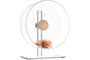 BUCATSTATE Hamster Wheel Silent 12.5inch, Acrylic Hamster Exercise Wheel with Stable Adjustable Stand Running Wheel for Golden Bear Hamster, Sugar Gliders, Rats, Hedgehogs (Transparent)