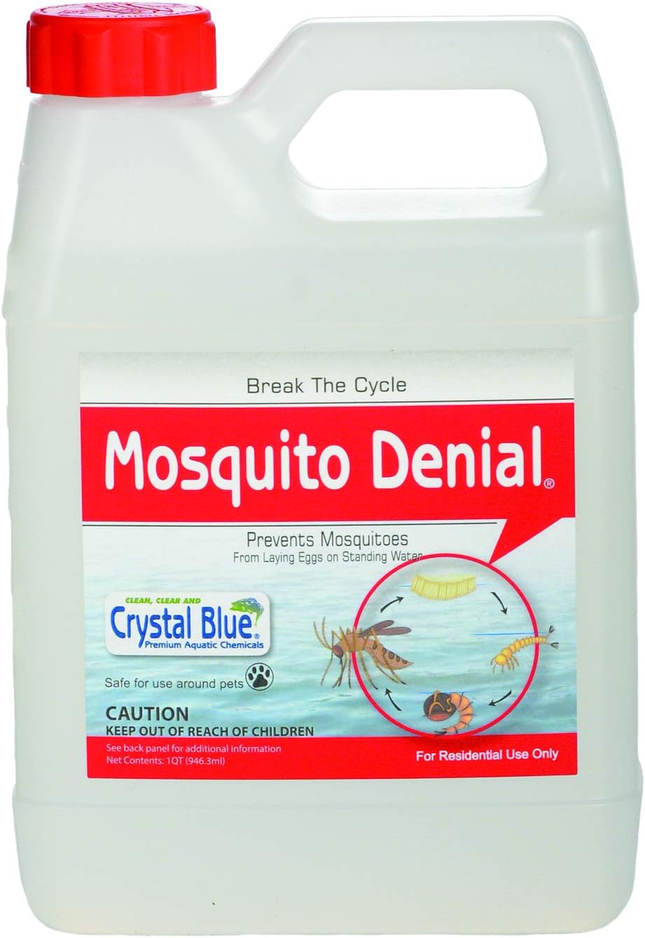 Crystal Blue Mosquito Denial - Prevents Mosquitos from Laying Eggs on Standing Water - 1 Quart