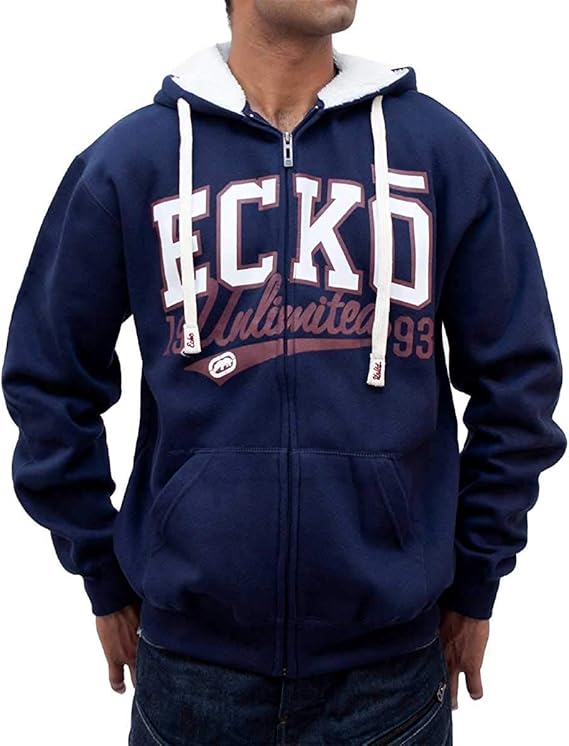 Ecko Men's Cotton Designer Zip Up Hoodie, Navy (Large) Amazon.co.uk