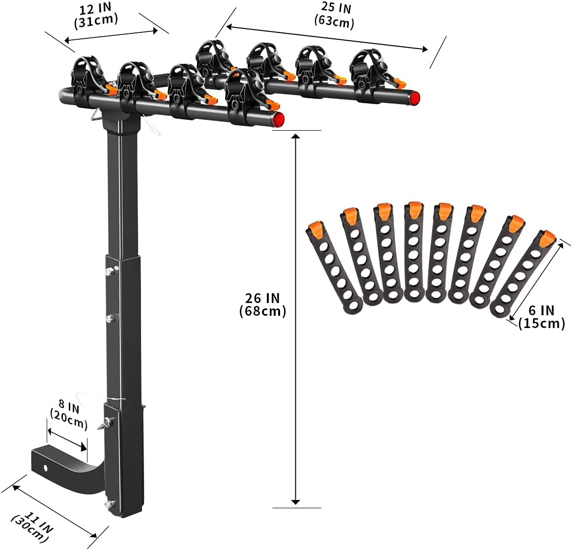 GUDE 4 Bike Rack for Car Bicycle Rack Foldable Bicycle Carrier Racks Fit 2'' Hitch Receiver Bike Hitch Mount Suitable for Trailer, Trucks, SUV: Automotive