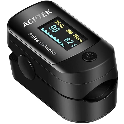 Pulsoximeter, Blutsauerstoffsättigung Monitor und Pulsmesser mit OLED-Display, Alarm und Auto-Off-Funktion, von AGPTEK, Schwa