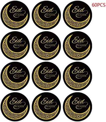 Rhfemd 60pcs Islam Eid Mubarak Decoration Paper Handmade Sticker Gift Lable Seal Sticker Islamic Muslim Decoration Ramadan Supplies (1)