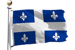 Rhungift Outdoor Quebec Flag 3x5 Ft,Double Stitched Fly Ends 75D Polyester, Both Sides Vivid Color Canadian Province QC Flags