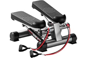 CURSOR FITNESS Steppers for Exercise, Mini Stair Stepper, Desk Step Machine with Dual Resistance Bands, Full Body Cardio Workout Equipment, 300 LBS Capacity for Home Exercise