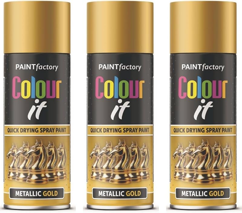 Life Necessities Gold Metallic Spray Paint 3 x 400ml Aerosol