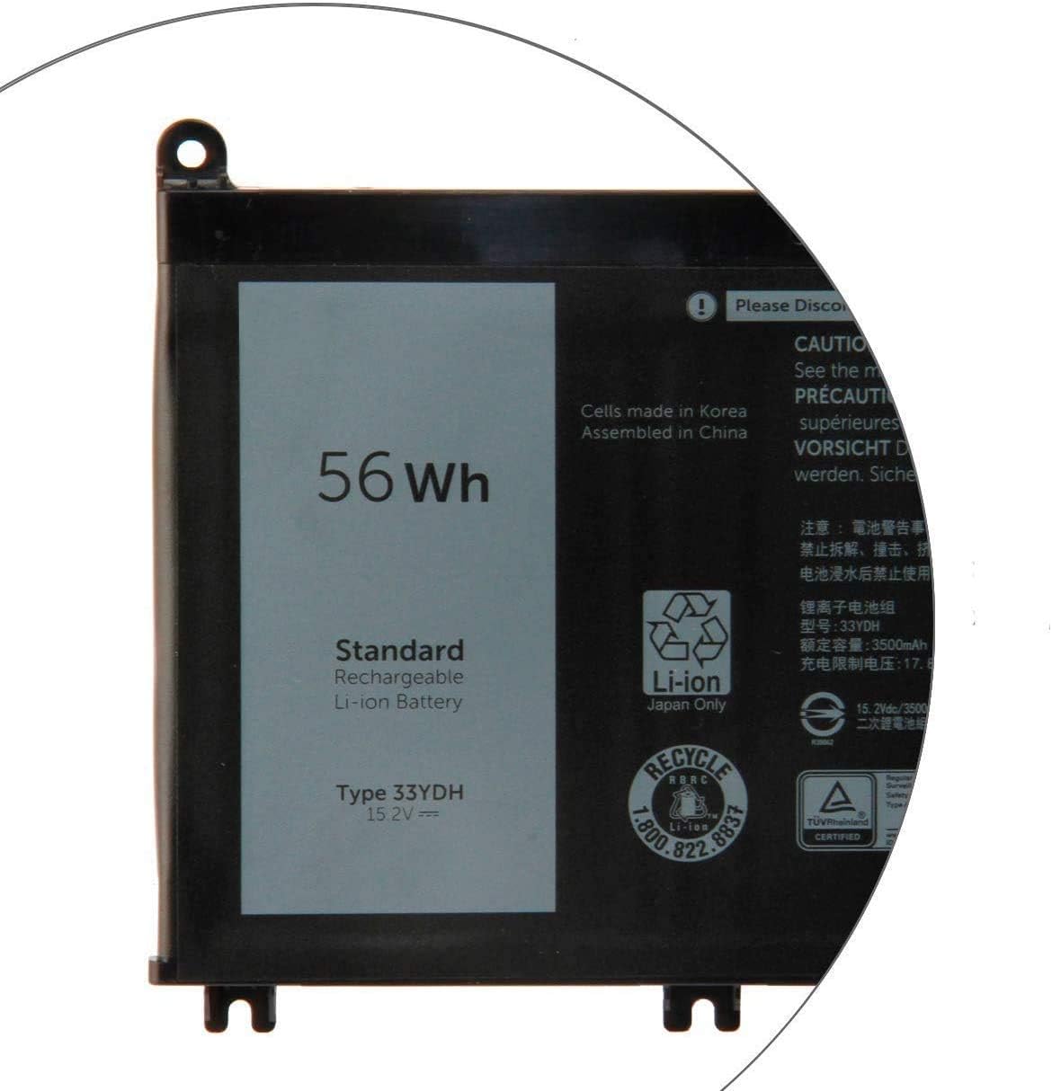 56WH 33YDH Laptop Battery for Dell Inspiron 17 7000 7778 7779 7786 7773 15 7577 G3 3579 3779 G5 5587 G7 7588 Latitude 13 3380 14 3490 15 3590 3580 PVHT1 P30E 81PF3 081PF3 - Image 3
