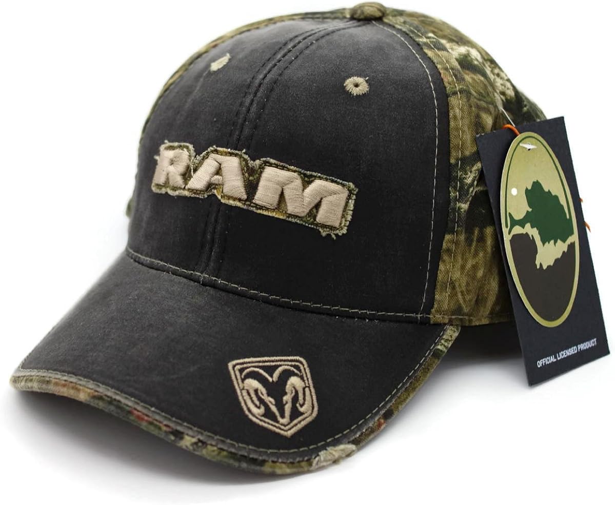 Hat RAM Camouflage Weathered Ball Cap 3D Embroidered with Applique