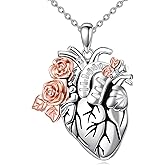 YFN Anatomical Heart Necklace Sterling Silver Anatomical Pendant Anatomy Jewelry for Women Heart Attack Survivor Gifts