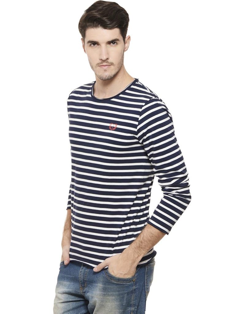 rigo men's cotton striped full sleeves t-shirt