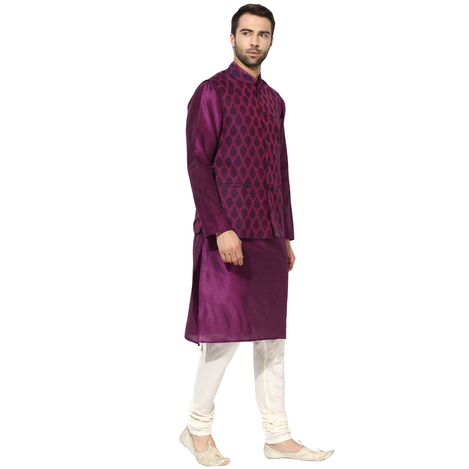 kisah benarasi cotton silkself designwaistcoat for men's