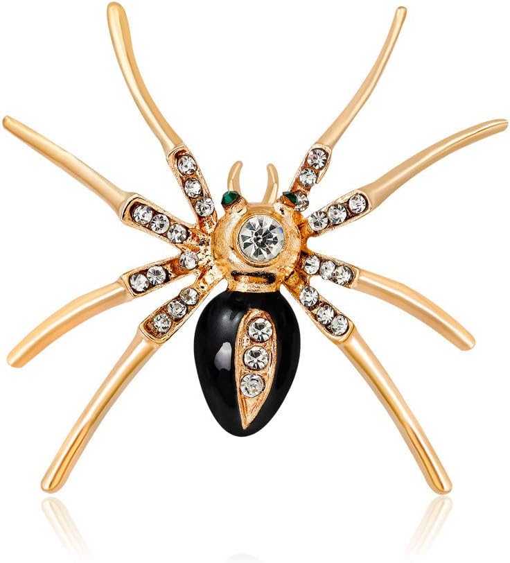 SKZKK Gold Plated Spider Enamel Lapel Pin Broaches and Pins for Women Crystal Brooch Pins for Women Insect Accessories for Women Brooch