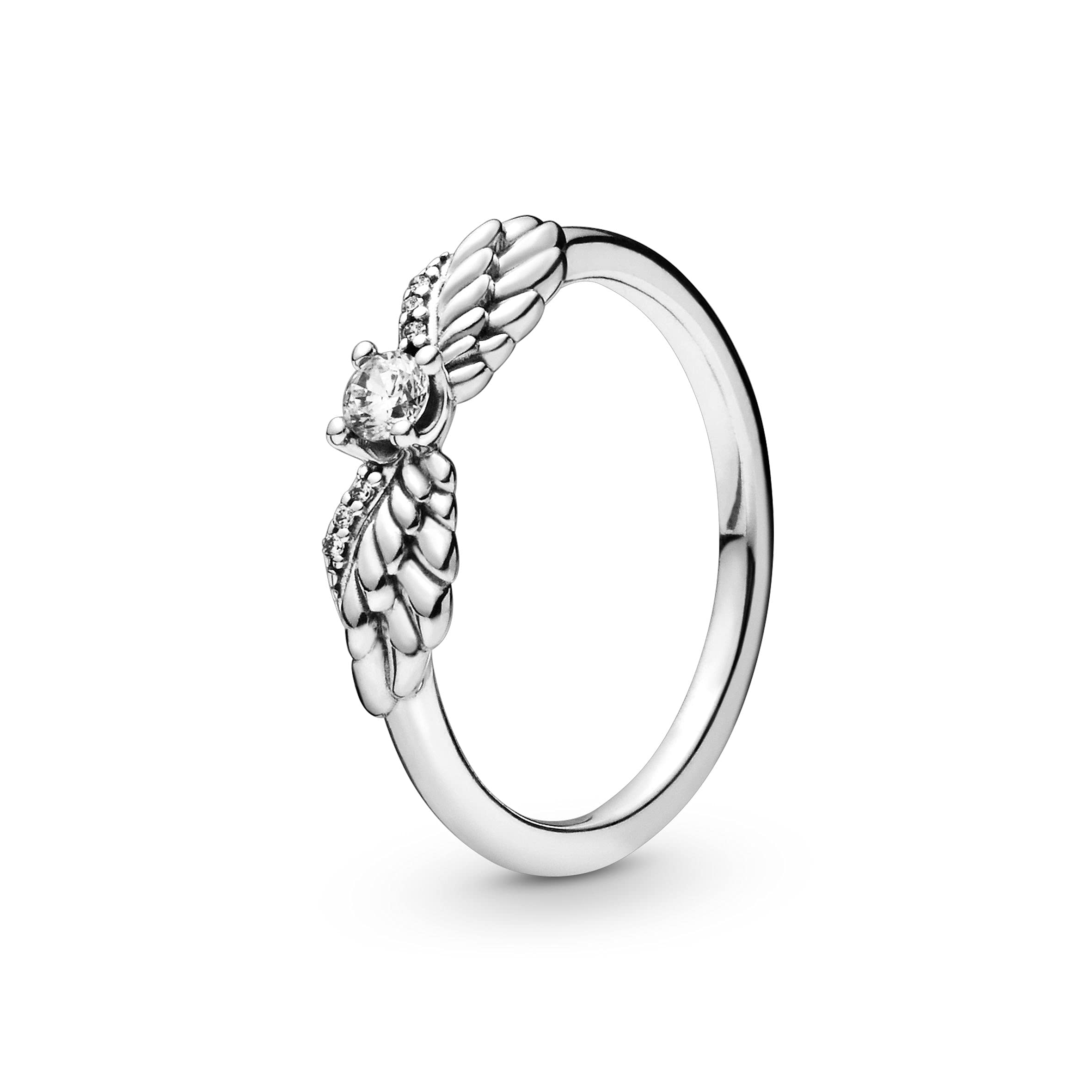 PANDORA Moments Women's Sterling Silver Sparkling Angel Wings Ring, Size 58, With Gift Box