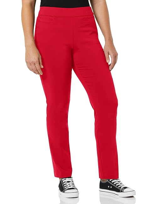 Briggs New York Women’s Super Stretch Millenium Welt Pocket Pull on Career Pant, New red Amore, 6