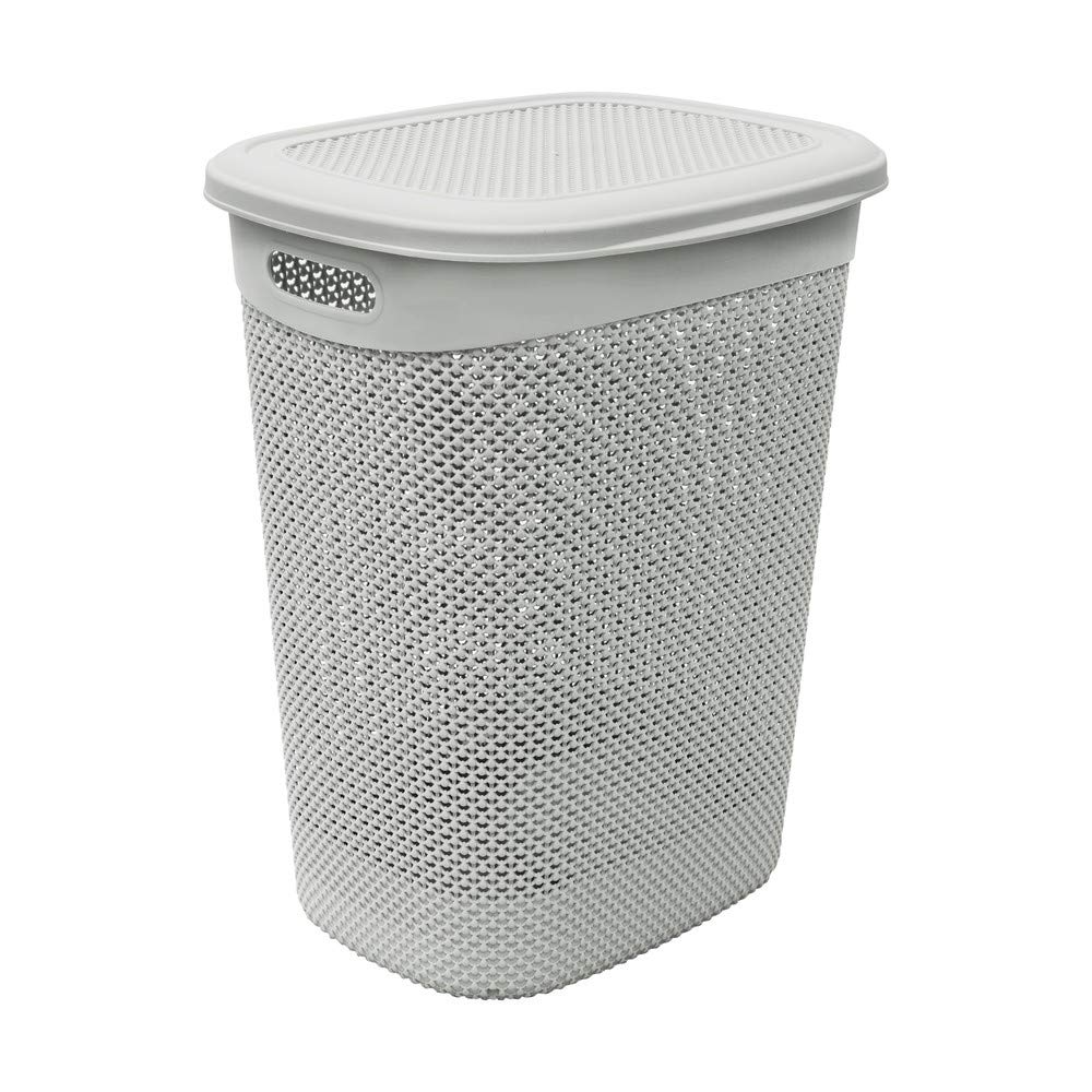 JVL 13-380IG Droplette Design Plastic Laundry Basket, 52 Litre, 57 x 45 x 38 cm Approx, Grey, One Size