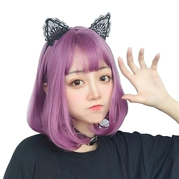 Amazon Com Cnmjf Lolita Purple Wig Short Hair Hair Fashion Trend