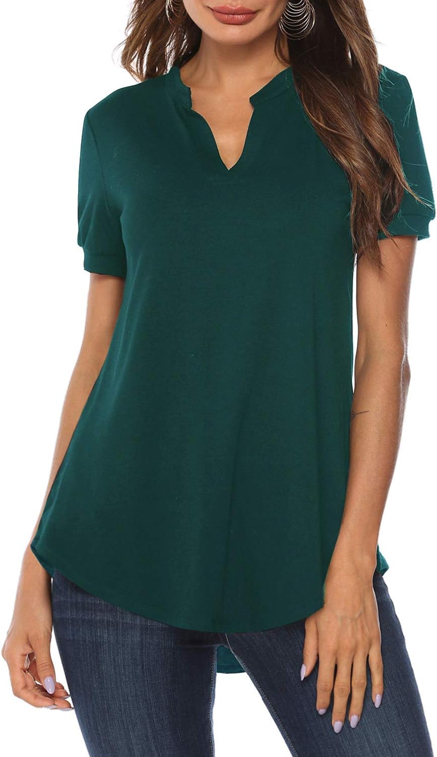 Zattcas Womens Tunic Top, Women Casual Short and Long Sleeve V Neck High Low Blouse Shirt Tops