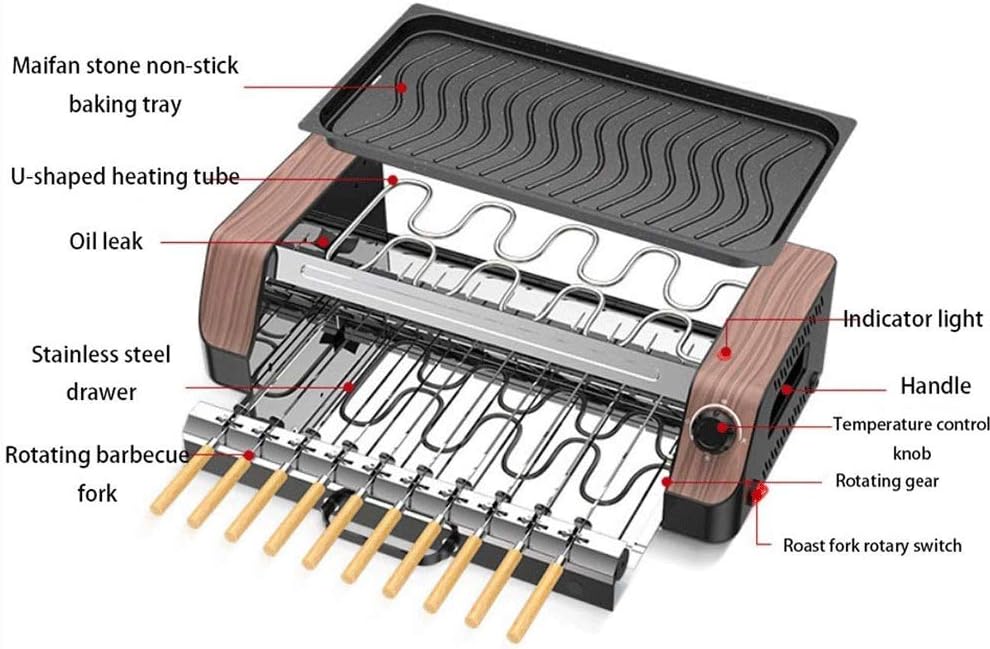 review Big Shark Smokeless Grill, Compact & Portable Indoor Electric BBQ Grill Constant Temperature Barbecue Grill, Non-stick Surface & Removable Drip Tray for Easy Cleaning
