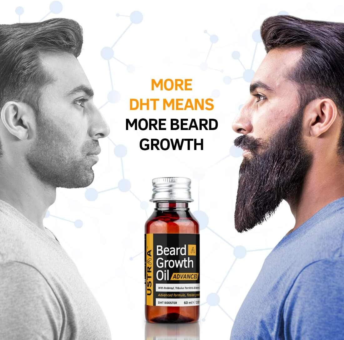 Amazon Com Ustraa Beard Growth Oil Advanced 2 02 Oz Beard Growth Oil For Patchy Beard With Redensyl And Dht Booster Nourishment Moisturization No Harmful Chemicals Health Personal Care