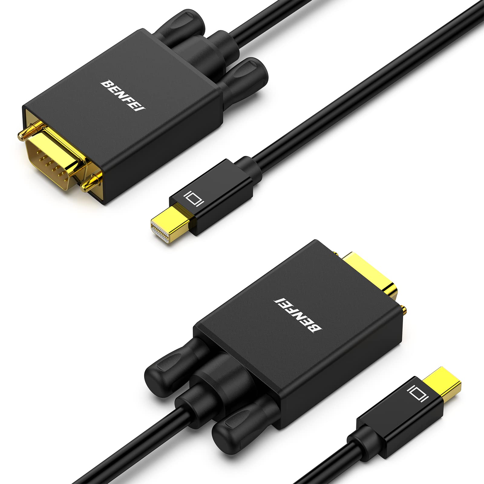 Benfei Mini Displayport to VGA 1.8M Cable, Benfei Mini DP Display Port to VGA Cable Male to Male Gold-Plated Cord for MacBook, iMac(LG51) Surface Pro and Laptop