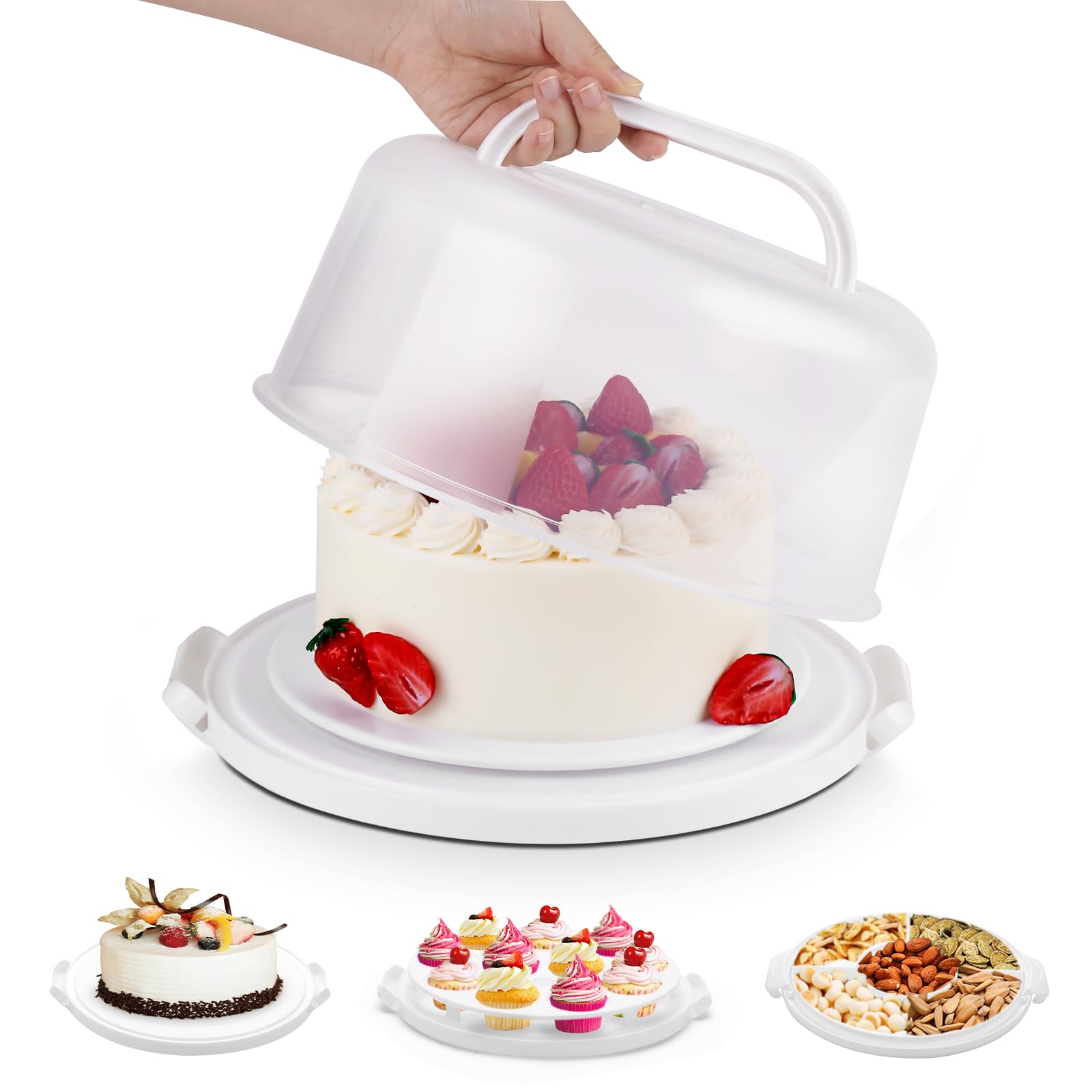 Cake Carrier with Lid and Handle, Multipurpose Cake