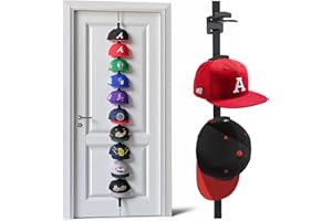 Aoodaily Hat Rack for Door - Two-Way Hanging Caps with Display Hooks and Hanger, Hat Organizer for Baseball Caps, Over the Door Hat Storage Organizer for Bedroom, Entrance or Garage Doors - 1 Pack