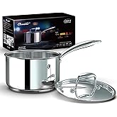 Ciwete 3 Qt Saucepan with Lid - Upgraded Package - 3 Quart 18/10 Stainless Steel Sauce Pan with Mirror Polishing and 2 Sacles, Induction Cookware, Small Pot for Cooking, Dishwasher Safe Oven Safe