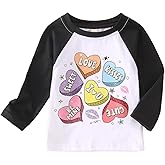 Toddler Girl Valentines Shirt Cute Love Heart Graphic T-Shirt Funny Valentines Raglan Long Sleeve Tee Tops