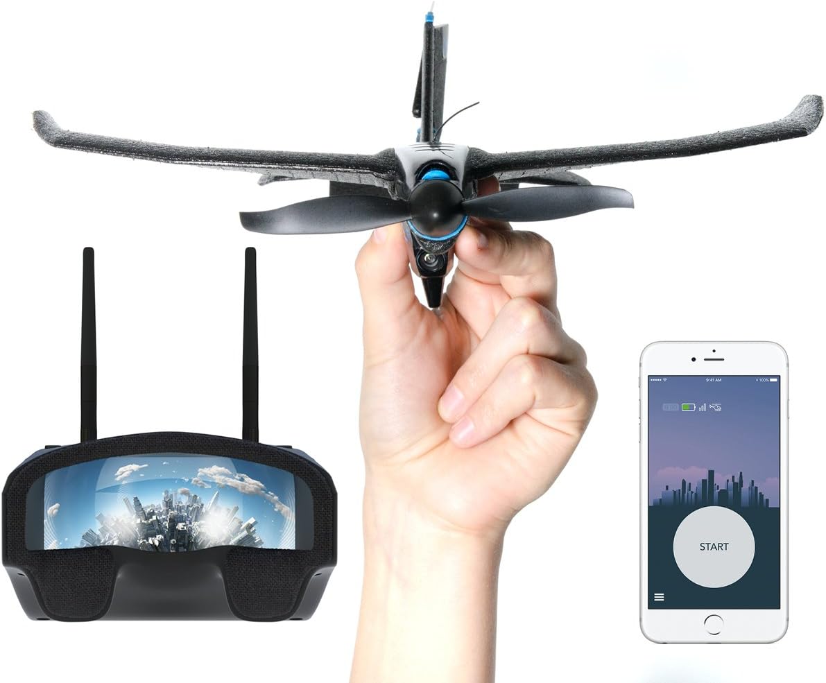 SmartPlane Pro FPV+ - Smartphone Controlled VR Plane with Photo & Video Recording - Remote Controlled Drone for iOS & Android with Joystick, rc Plane for Beginners, Very Durable, Crash-Proof