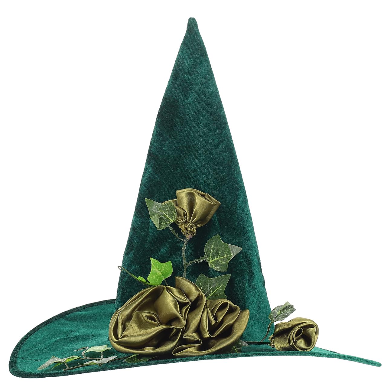 Veemoon Halloween Wizard Hat Flower Witch Hat for Women Men Cosplay Masquerade Costume Accessory Props Green