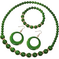 COIRIS Chunky Acrylic Beads Necklace Set - Statement Geometric Bead Necklace, Bracelet & Earrings | Bold African-Inspired Jewelry