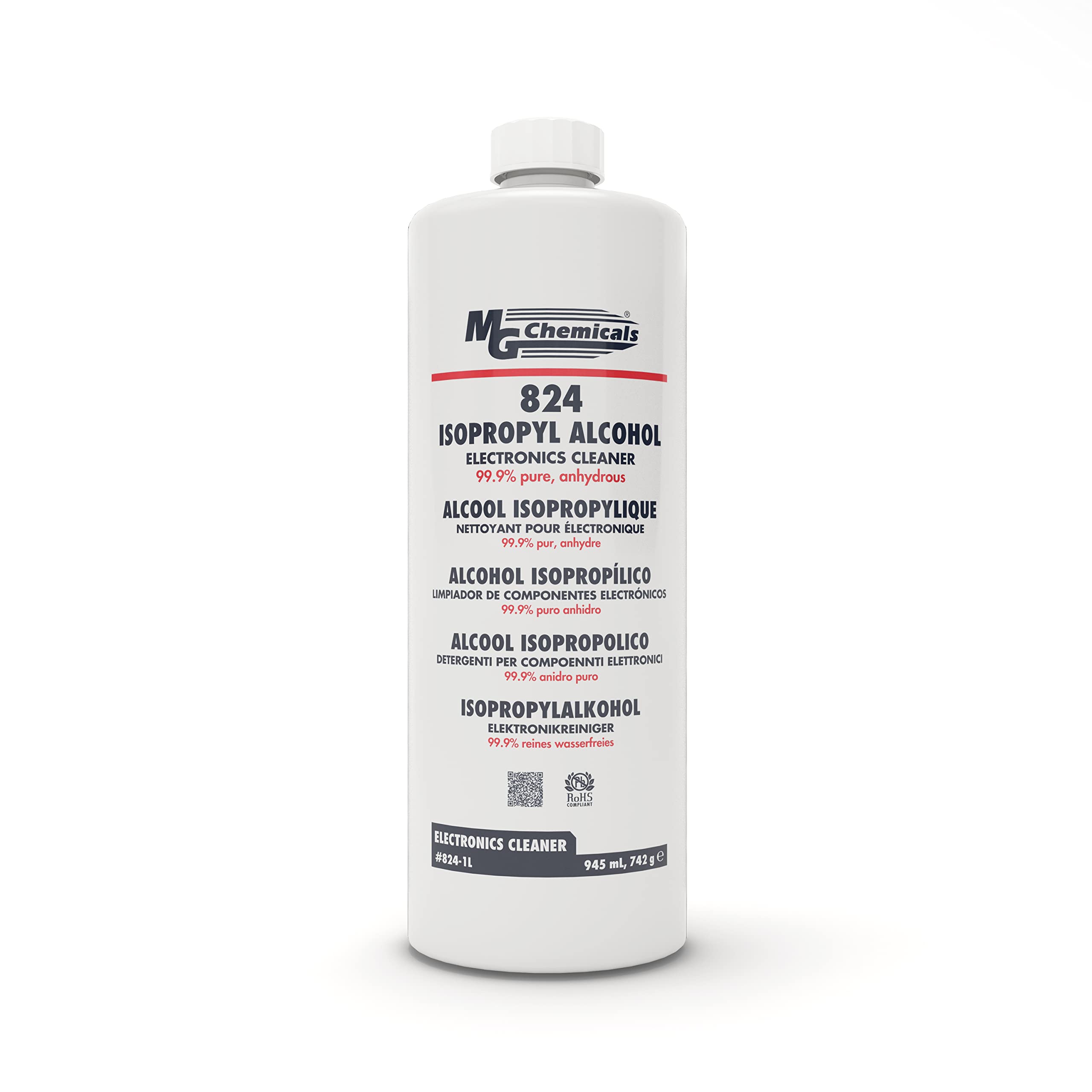 MG Chemicals 99.9% Isopropyl Alcohol Electronics Cleaner, 945 mL Liquid Bottle